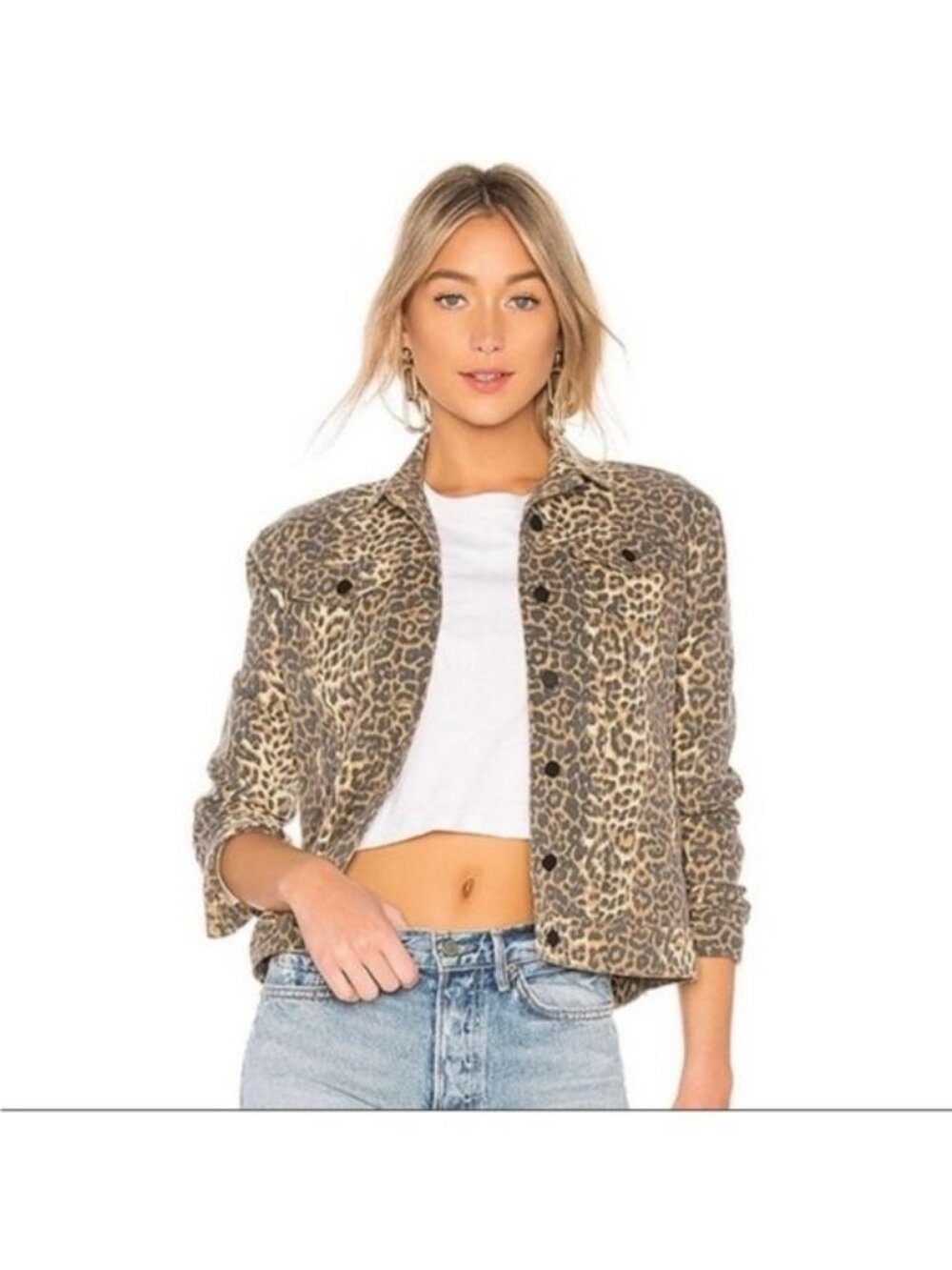 ATM Anthony Thomas Melillo Leopard PrintDenim Button Down Jacket Medium
